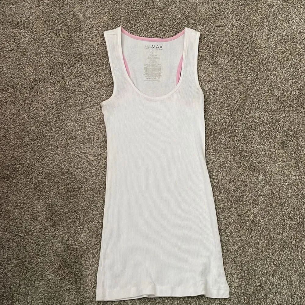 BCBGMaxAzria White Tank Top with Pink Trim